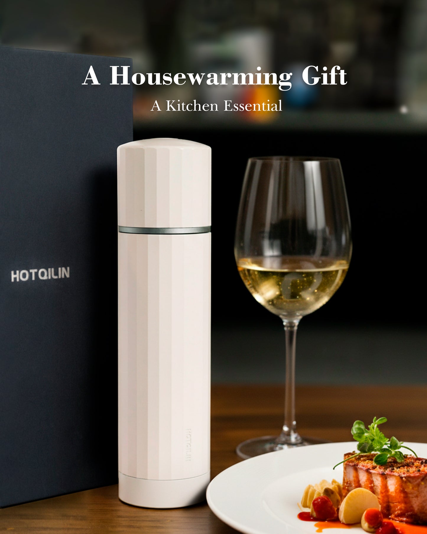 Hotqilin Titanium-Core 24-Facet Internal Salt Grinder – Ivory White