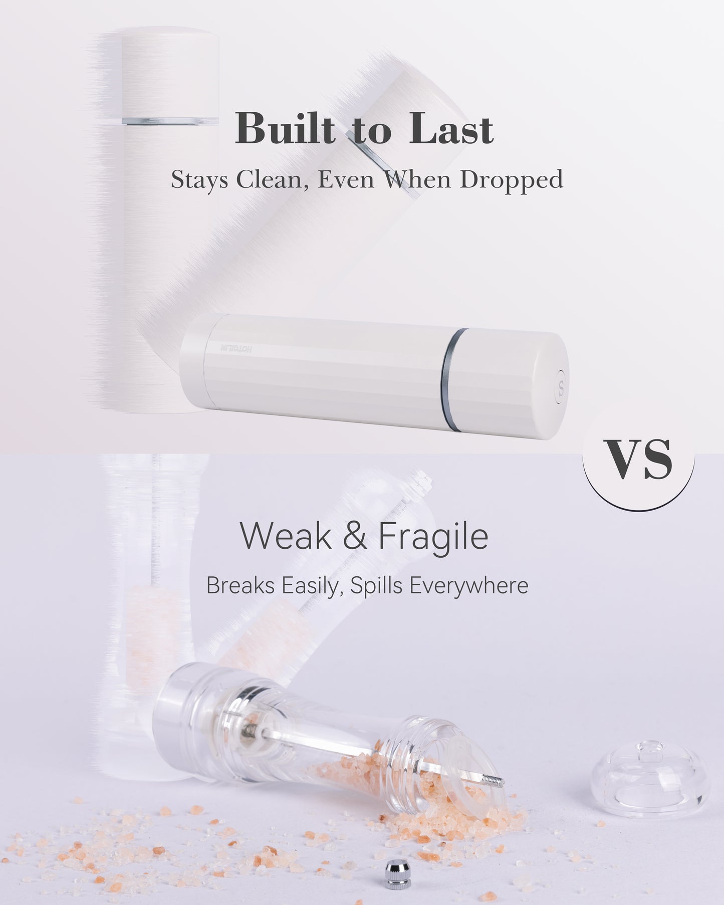 Hotqilin Titanium-Core 24-Facet Internal Salt Grinder – Ivory White