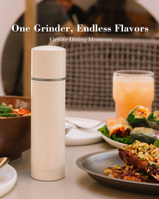 Hotqilin Titanium-Core 24-Facet Internal Salt Grinder – Ivory White