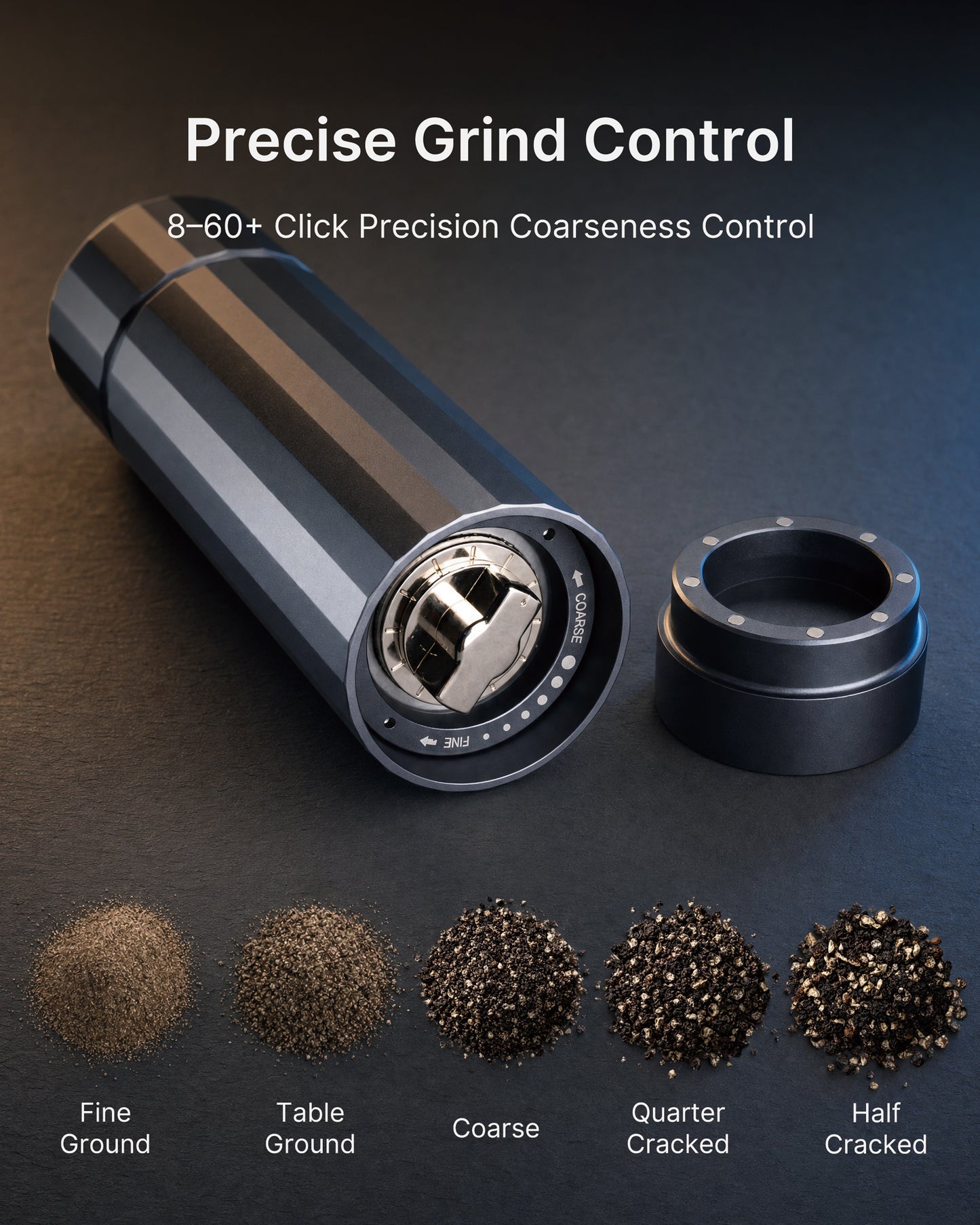 Hotqilin 24-Facet Internal Pepper Grinder – Deep Gray