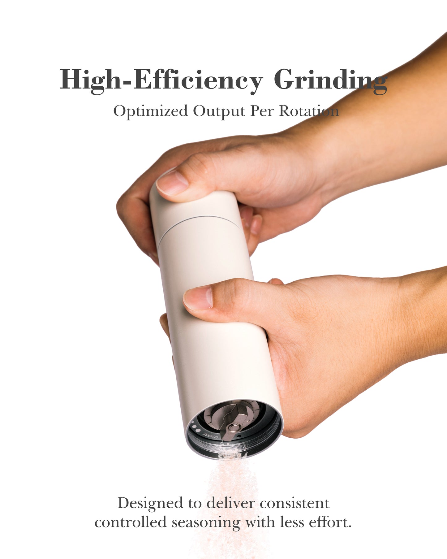 Hotqilin Titanium-Core Smooth Surface Internal Salt Grinder – Ivory White