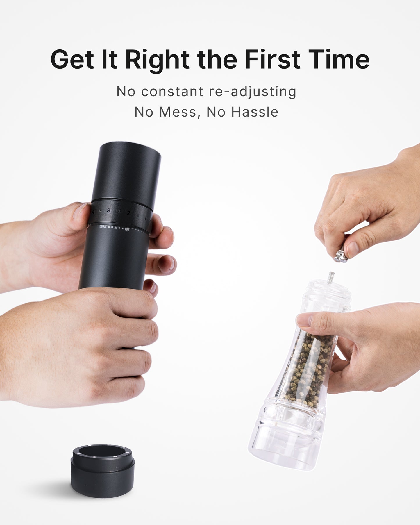 Hotqilin Smooth Surface External Adjustment Pepper Grinder – Matte Black