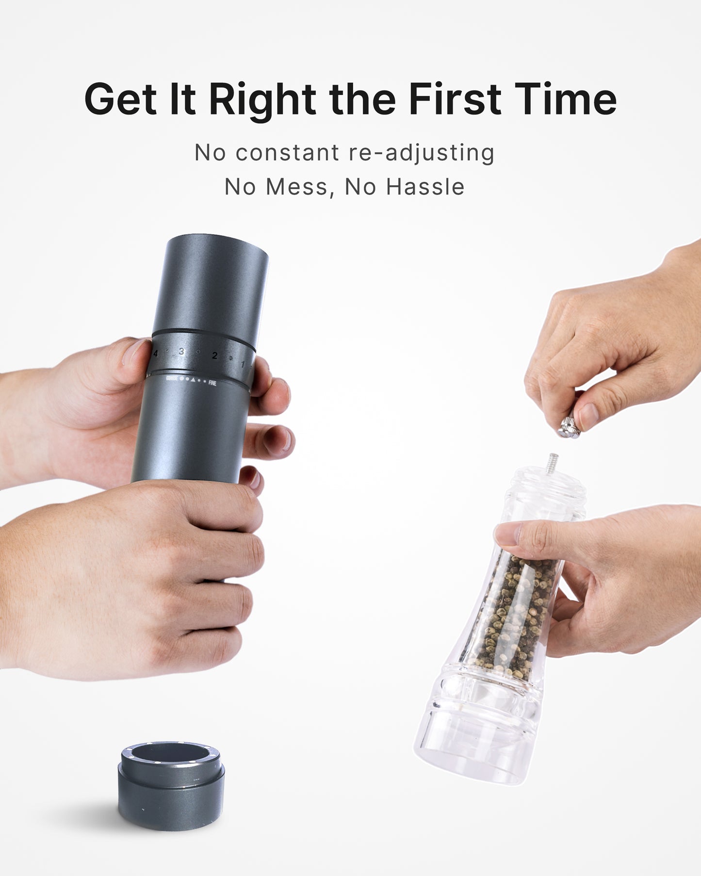 Hotqilin Smooth Surface External Adjustment Pepper Grinder – Deep Gray
