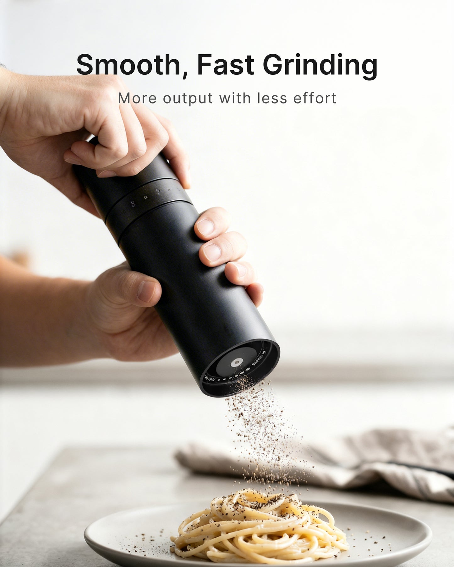Hotqilin Smooth Surface External Adjustment Pepper Grinder – Matte Black