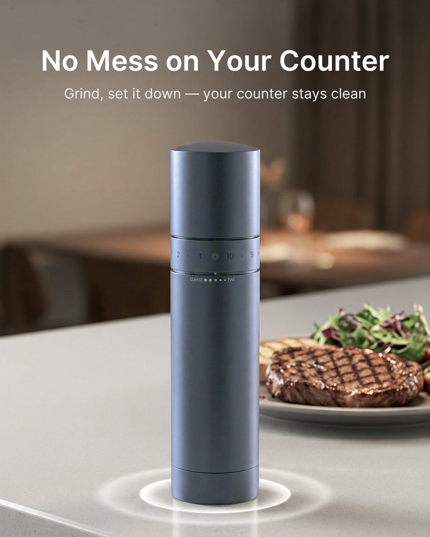 Hotqilin Smooth Surface External Adjustment Pepper Grinder – Deep Gray