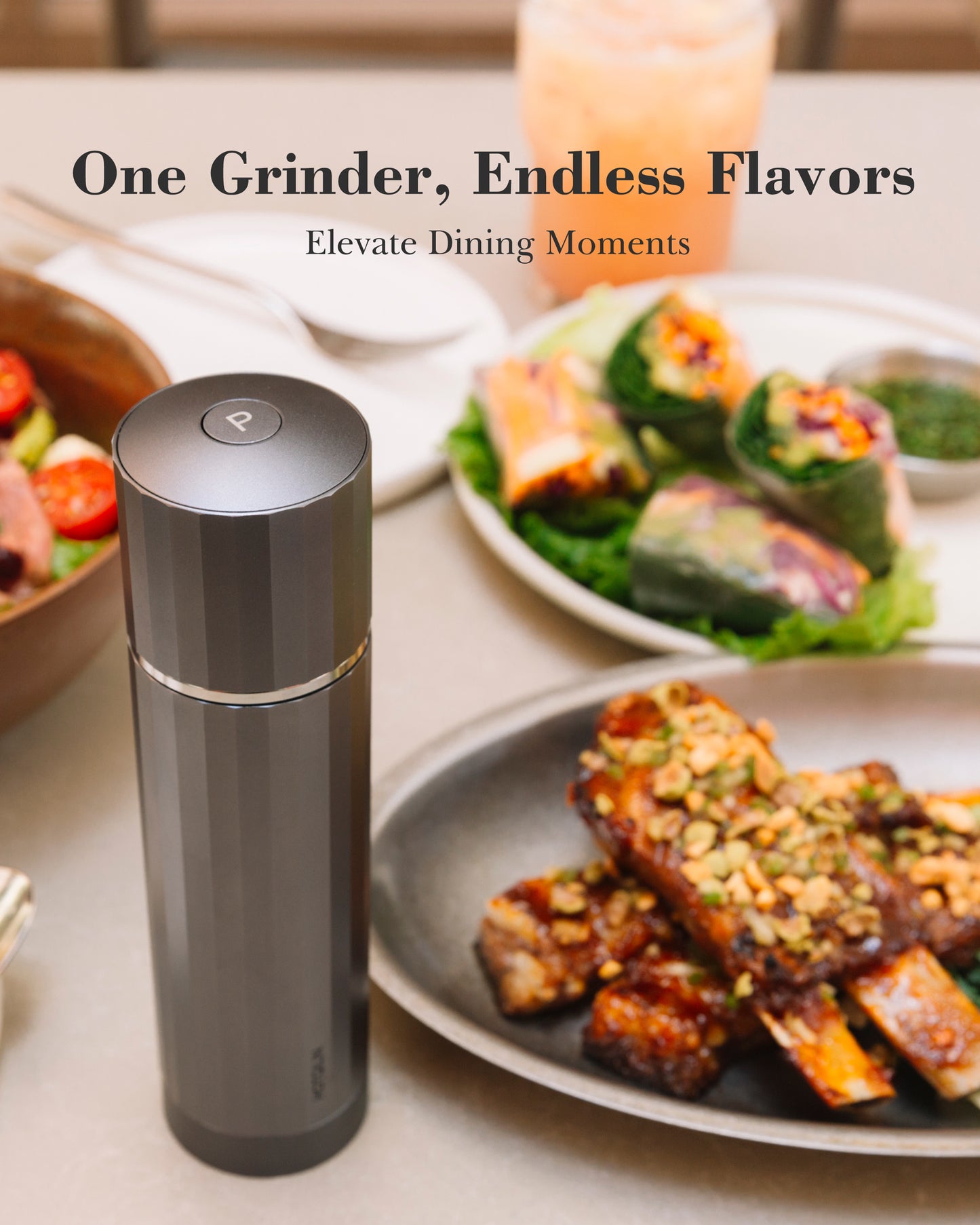 Hotqilin 24-Facet Internal Pepper Grinder – Deep Gray